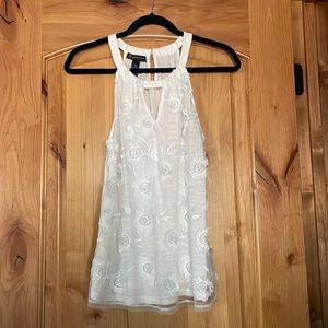 Inc white petite medium tank floral print tags on